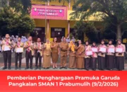 Kamabigus Pangkalan SMAN 1 Prabumulih Kalungkan Lencana Pramuka Garuda Gugus Depan 06.061-06.062