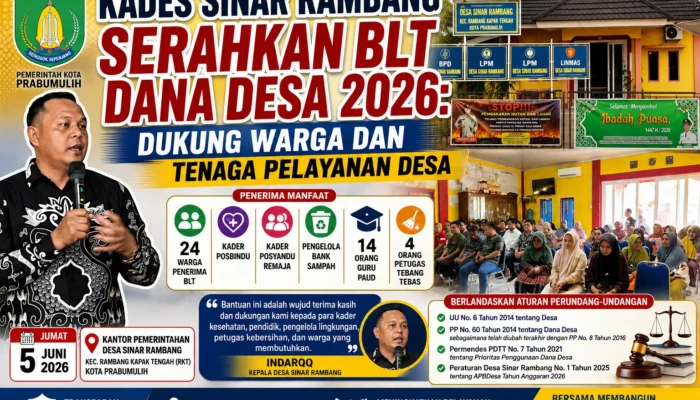 Kades Sinar Rambang Serahkan BLT Dana Desa 2026: Dukung Warga dan Tenaga Pelayanan Desa