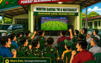 Nobar Piala Dunia 2026, Kodim 0404/Muara Enim Pererat Silaturahmi Bersama Masyarakat