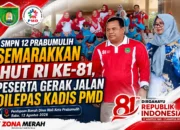 SMPN 12 Prabumulih Semarakkan HUT RI ke-81, Peserta Gerak Jalan Dilepas Kadis PMD