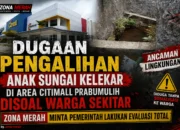 ZONA MERAH LAYANGKAN KONFIRMASI KE SEJUMLAH INSTANSI, DUGAAN PENGALIHAN ALUR ANAK SUNGAI KELEKAR DI AREA CITIMALL PRABUMULIH MINTA DIEVALUASI