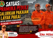 SATGAS PRAMUKA PEDULI SALURKAN PAKAIAN LAYAK PAKAI UNTUK KORBAN KEBAKARAN DI PASAR 1 PRABUMULIH